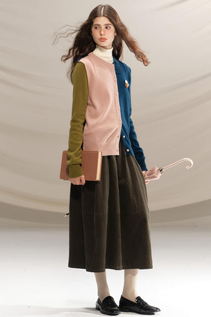 Retro Green Pleated Skirt