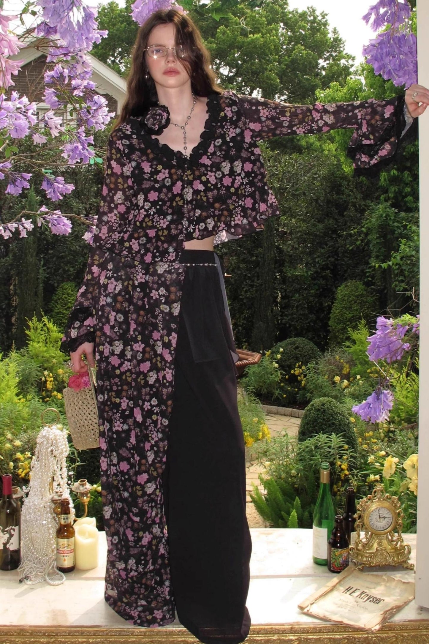 Dark Night Floral Shirt Set-Up