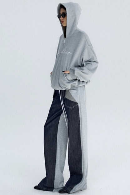 Color-Blocked Denim Sweatpants