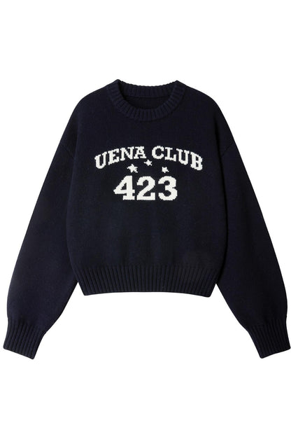 Navy Blue Wool Knit Sweater