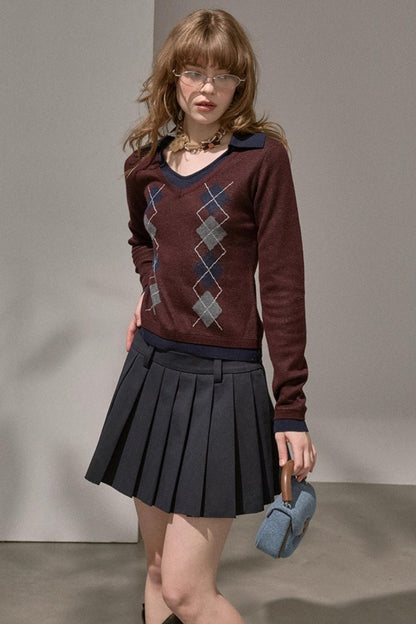 Preppy Silk Pleated Puffy Skirt