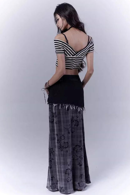 Striped Smock Blouse Set-Up