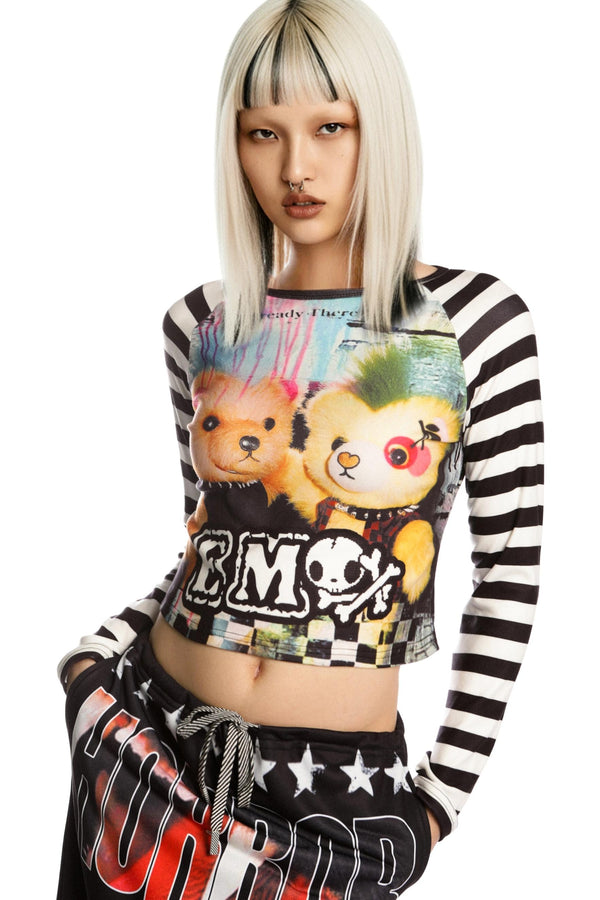 Sweet Printed Raglan Top