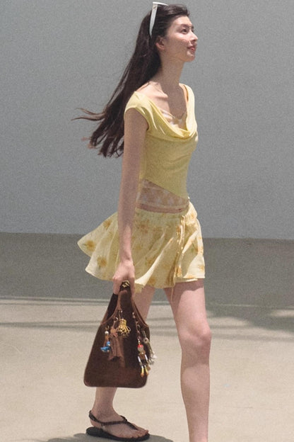 Embroidered Lyocell Puffy A-Line Skirt