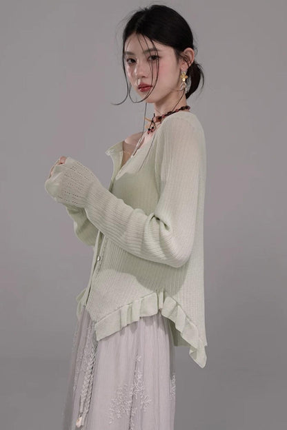 Cloud White Knit Cardigan Top