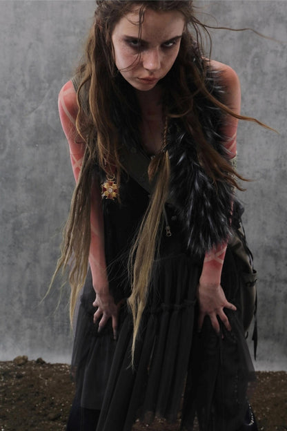 Yarn Stitched Vintage Fur Vest