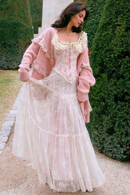 Morning Dew Lace Skirt Set-Up