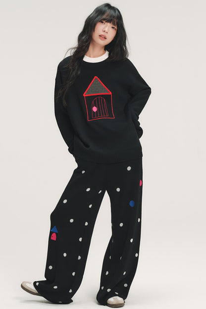 Color-Blocked Plaid Knit Top