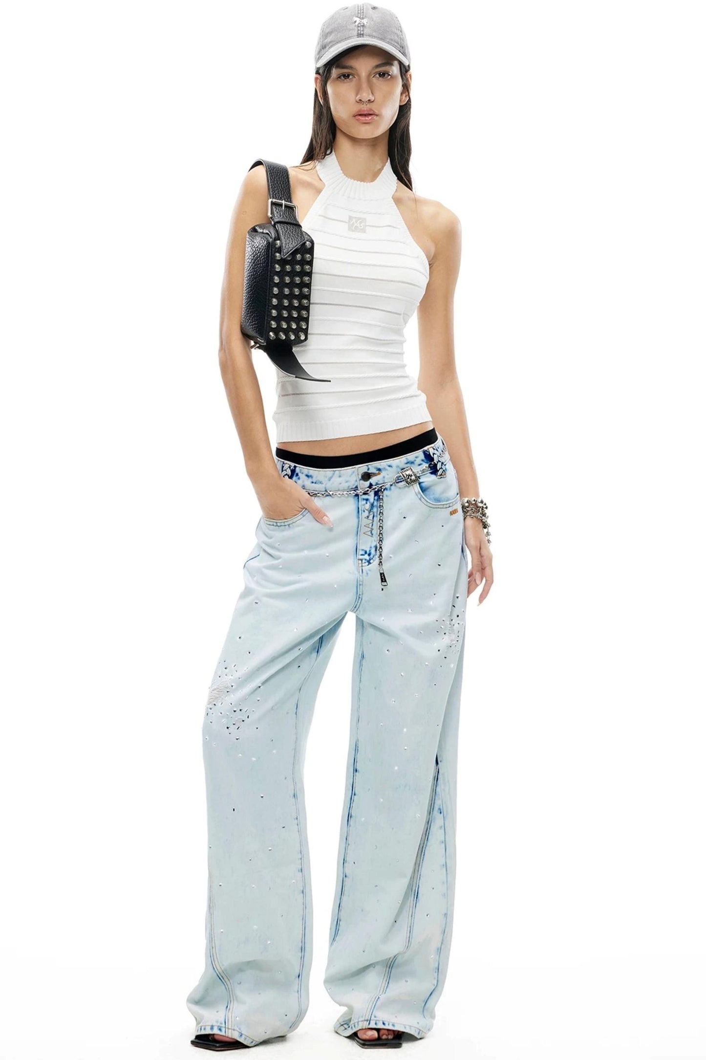 Stamp Pattern Organza Camisole Top