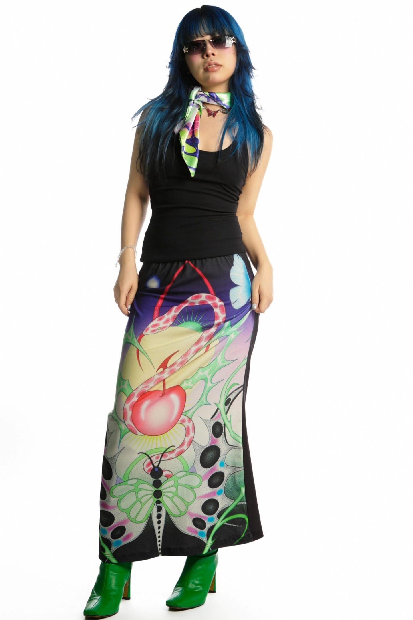 Reversible Print Stretch Casual Maxi Skirt