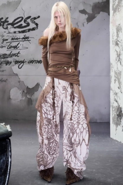 Velvet Rise Fur Collar Base Layer Top