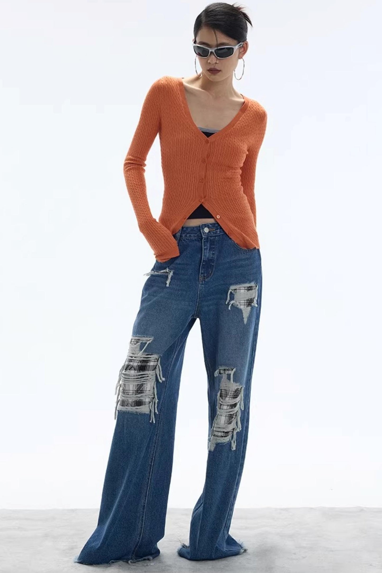 Vintage Sunset Orange Knit Cardigan