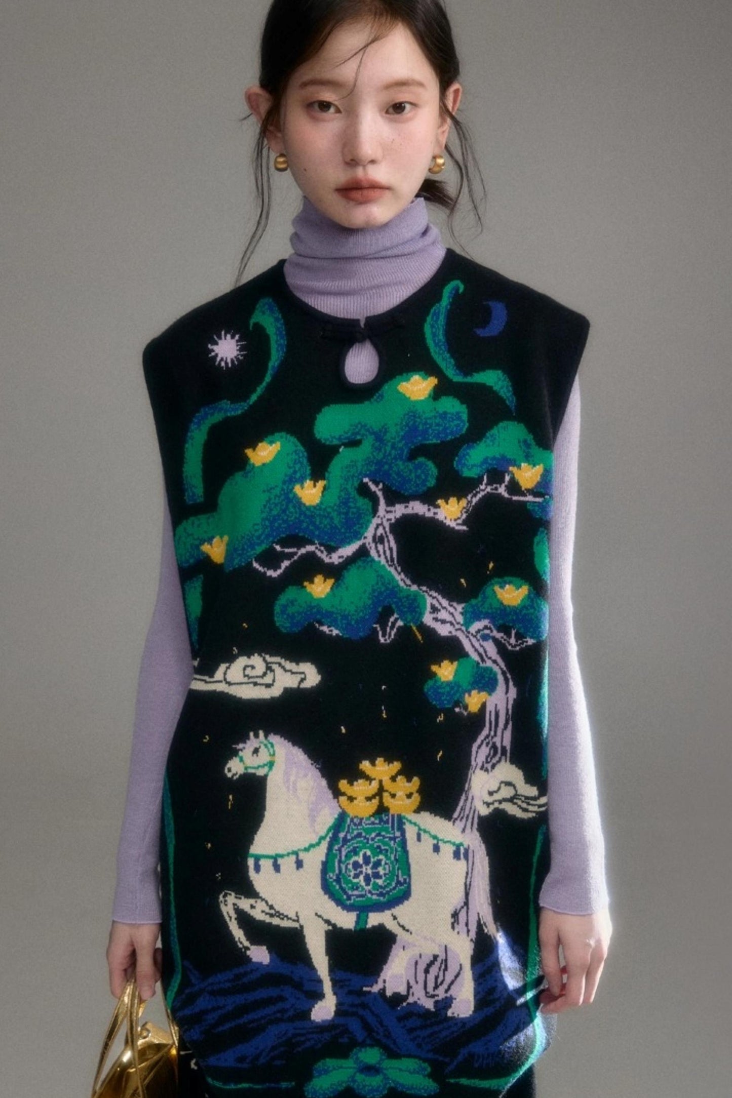 Chinese-Style Knitted Dress Set-Up