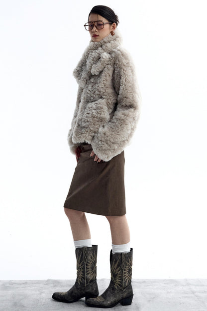 Detachable Belt Suede Skirt