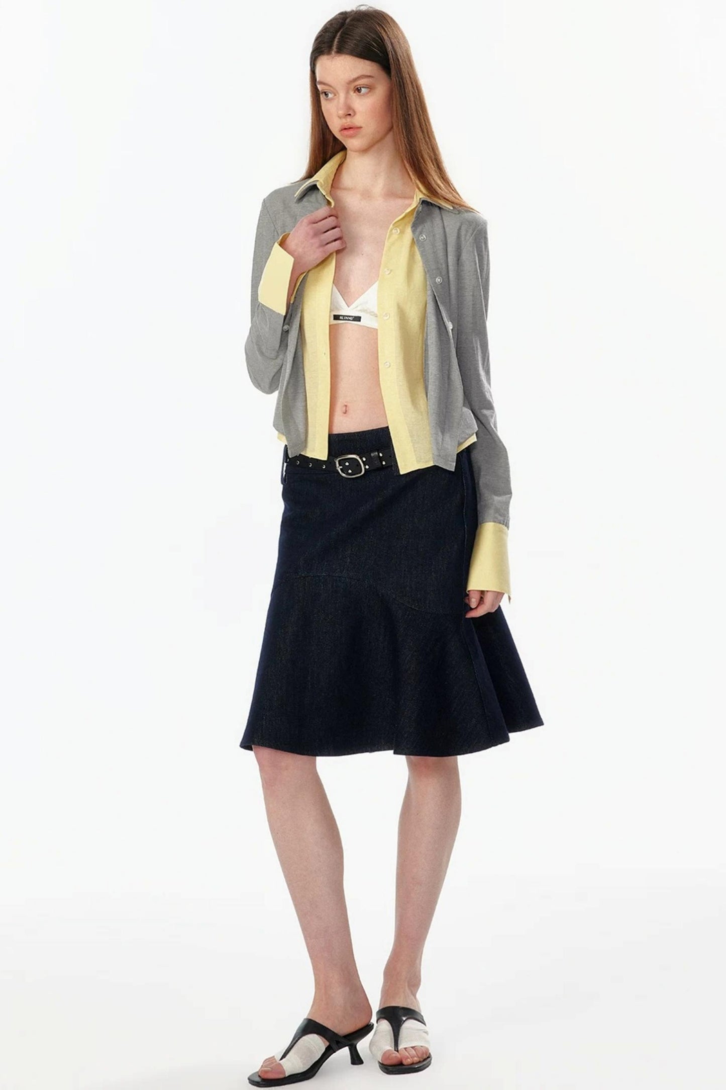 Color-Blocked Fake Two-Piece Shirt