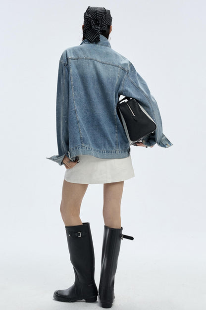 Slimming White A-Line Denim Skirt