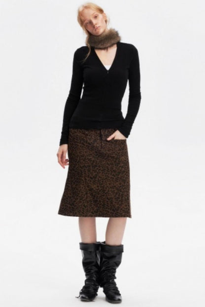 Leopard Print Fishtail Skirt