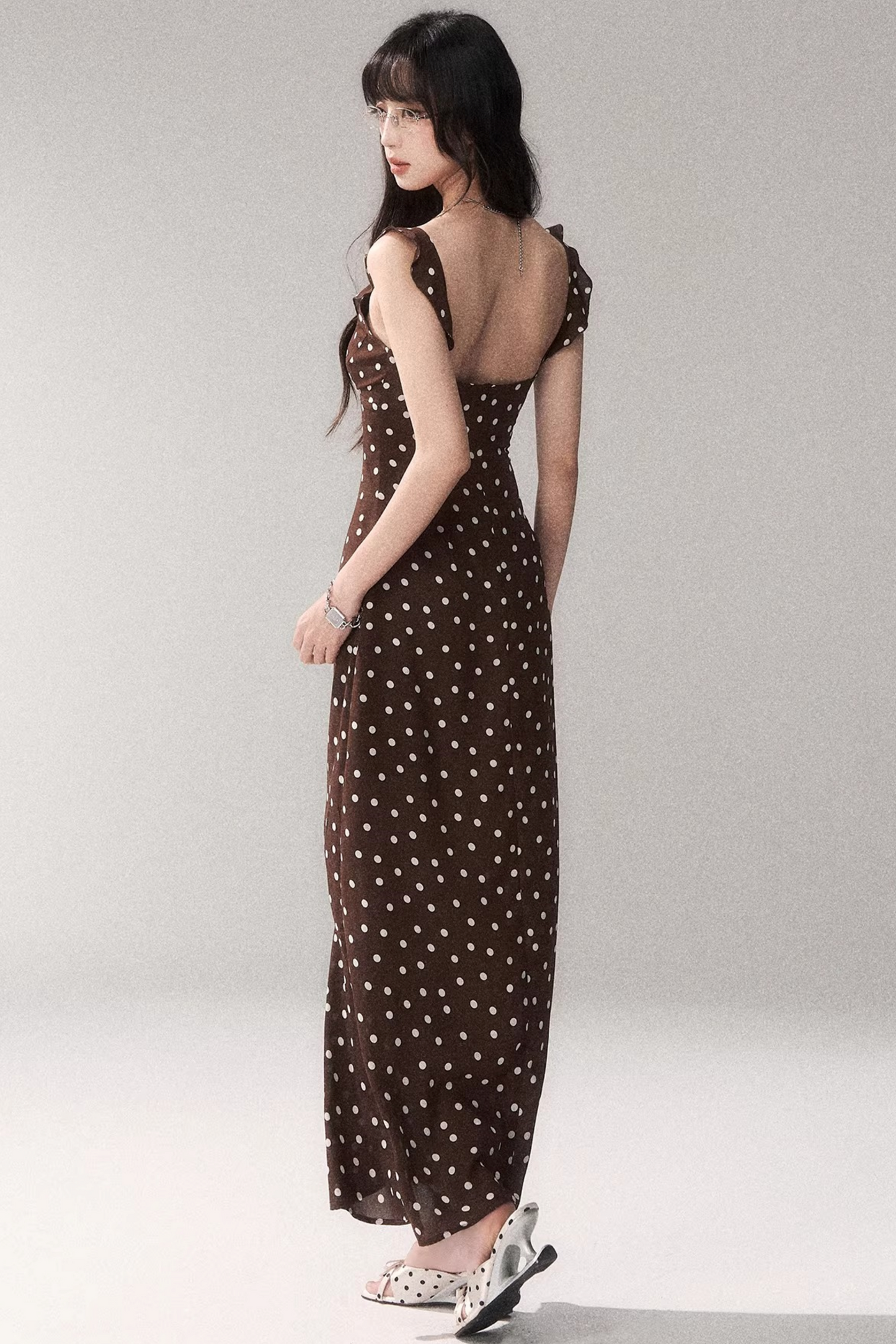 Brown Polka Dot Summer Dress