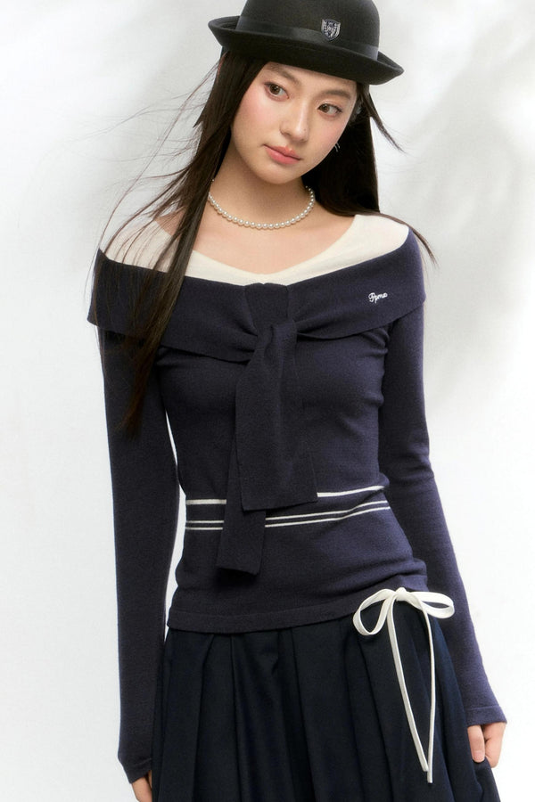 Contrasting Striped Knitwear Top