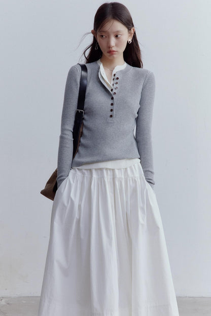 Pure Cotton Layered Shirring Skirt