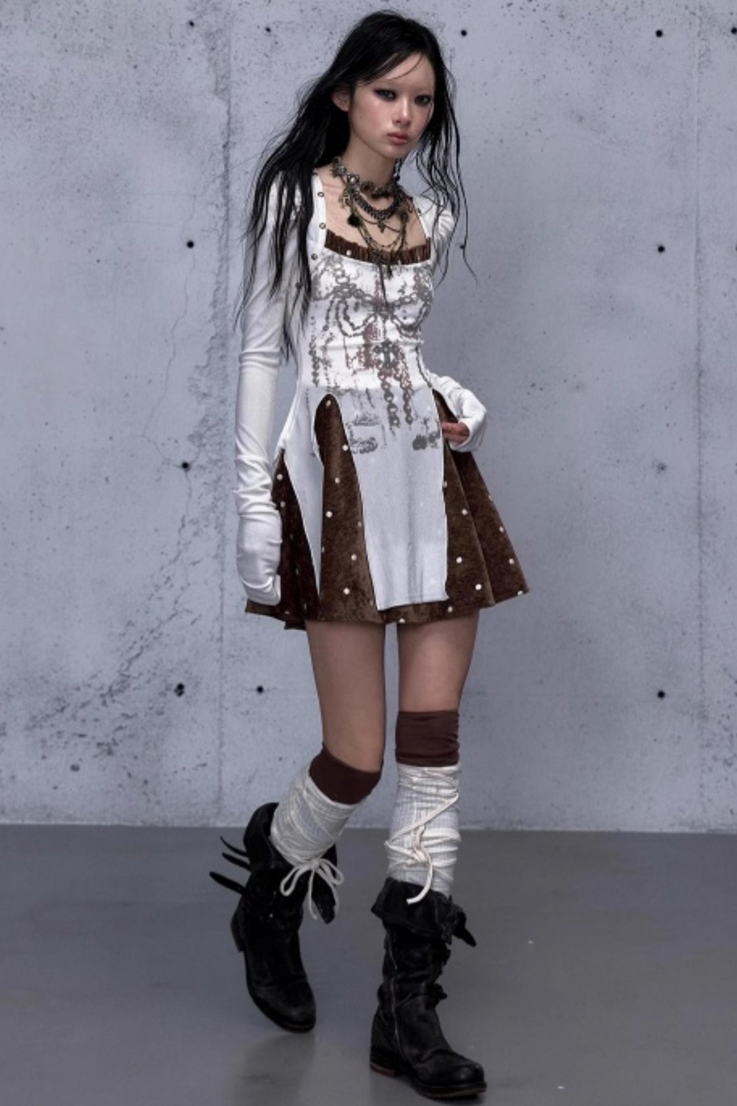 Baroque Velvet Plaid Dress