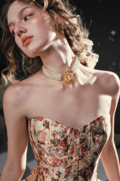 Pinch Waist Corset Skirt Dress Set-Up