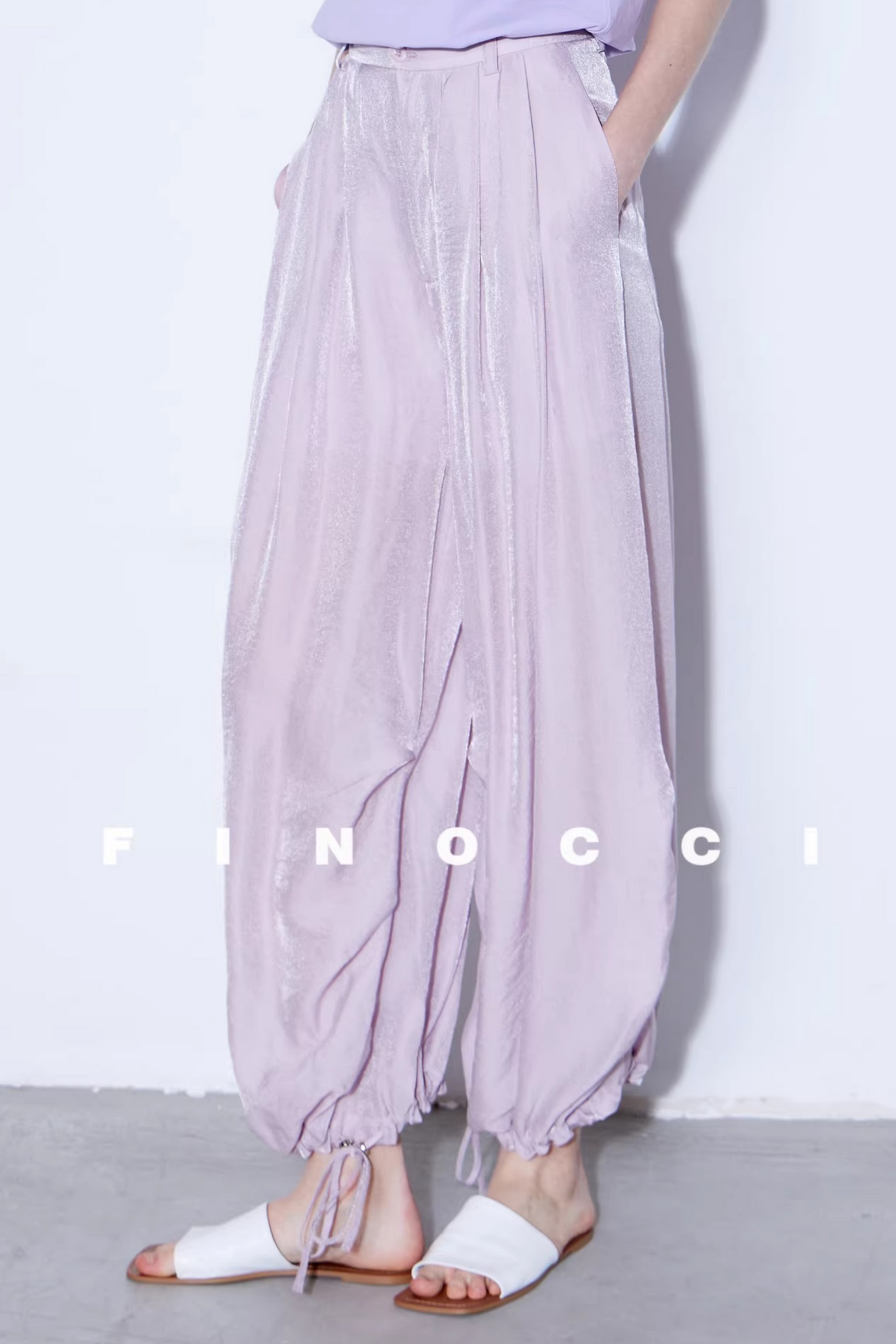 Mulberry Silk Shimmering Lantern Pants