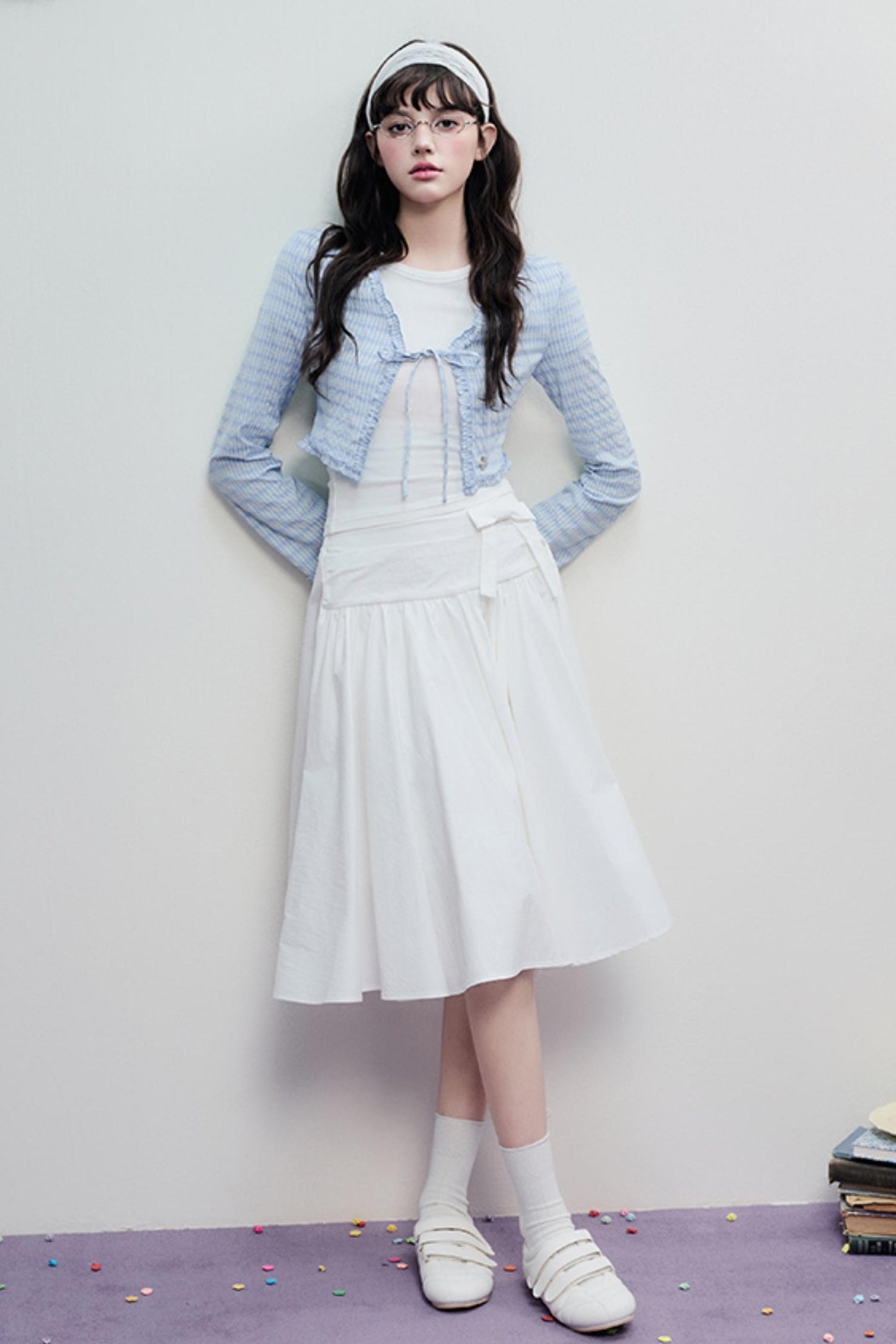 Spring Pleated Line Umbrella Skirt