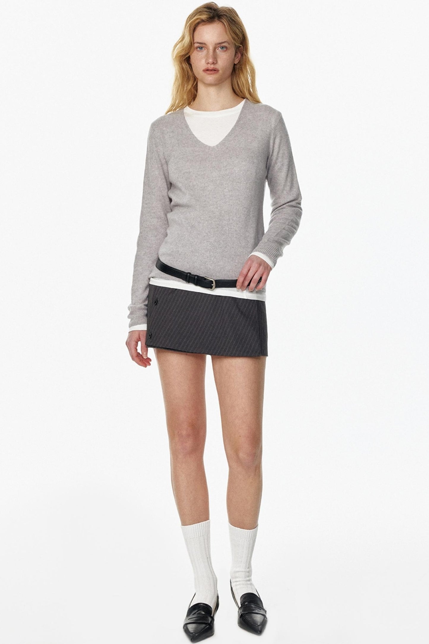 Elegant V-Neck Wool Knit Top