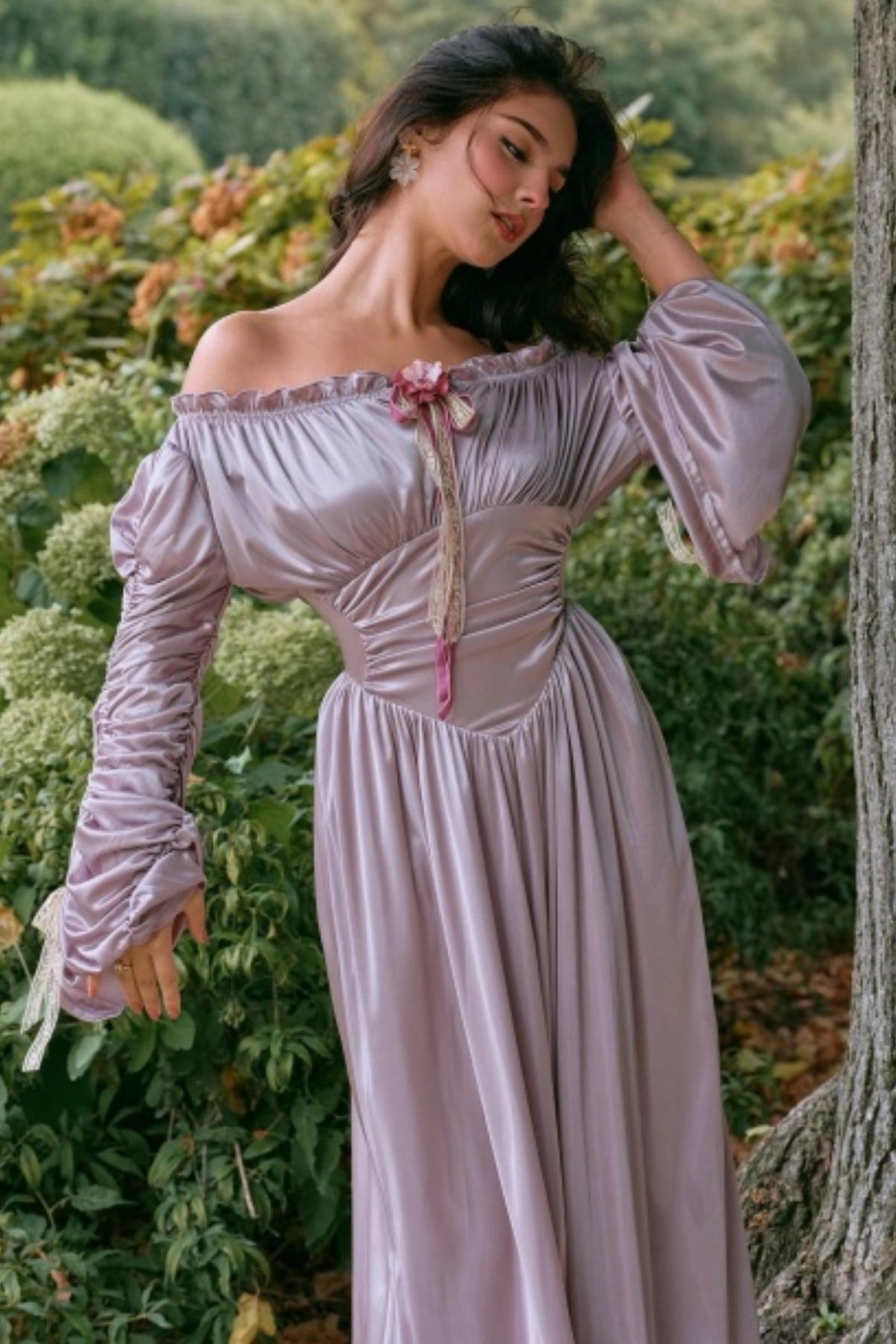 Satin Parthenon One-Shoulder Dress