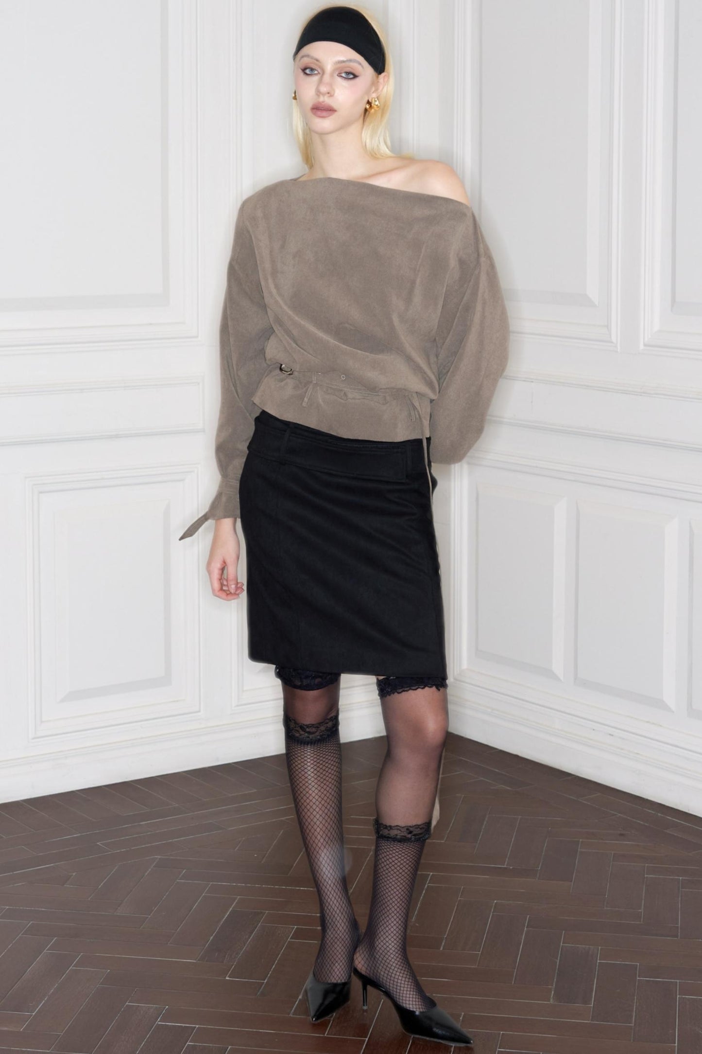 One-Shoulder Micro Fleece Pullover Top