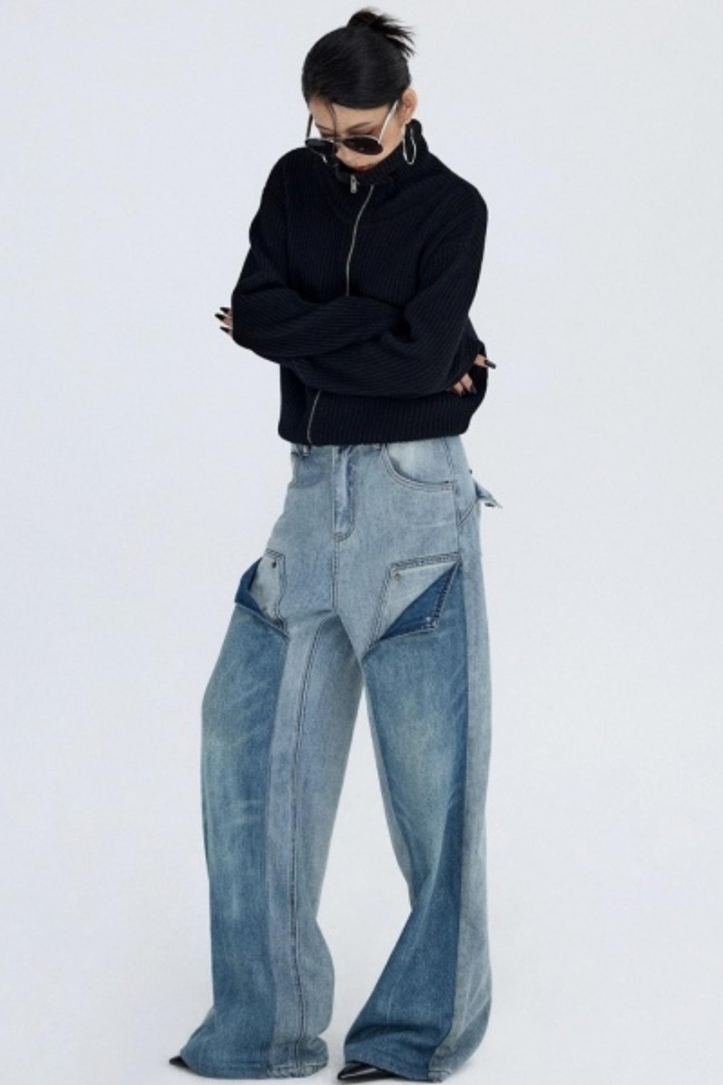 Slim Fit High-Neck Knit Cardigan