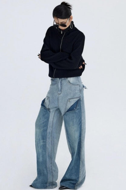 Slim Fit High-Neck Knit Cardigan