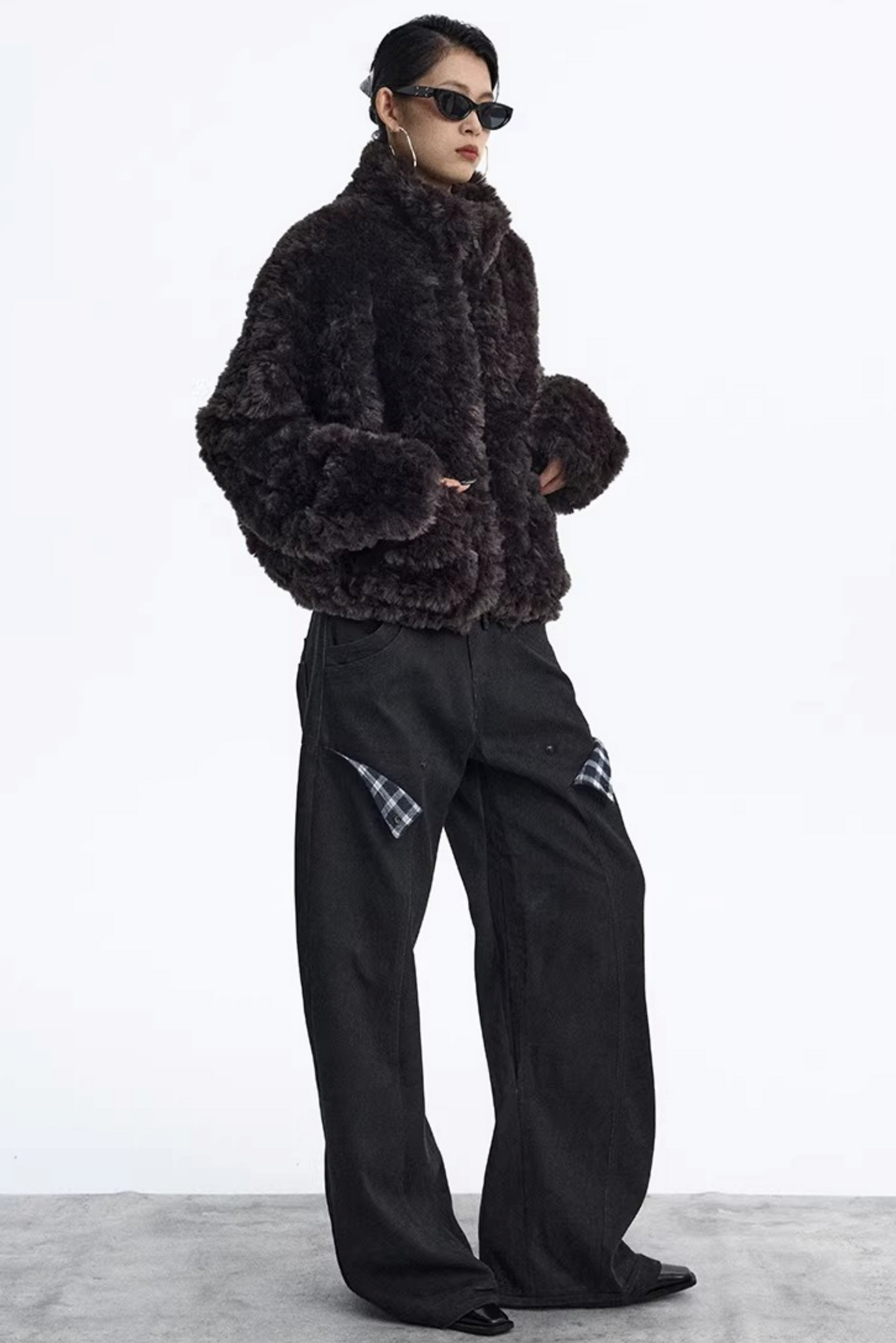 Dekonstruktierte Matte Schwarze Karohose