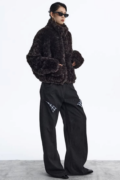 Dekonstruktierte Matte Schwarze Karohose