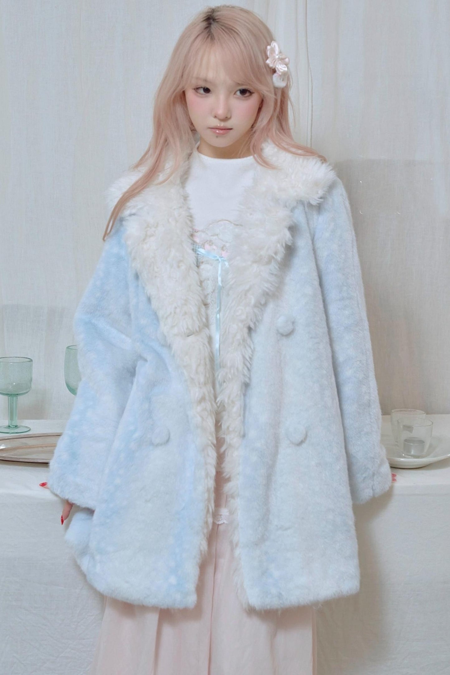 Fawn Print Rabbit Fur Coat
