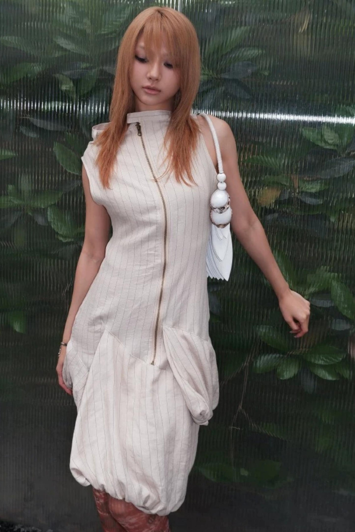 Striped Asymmetrical Deconstructed Dress