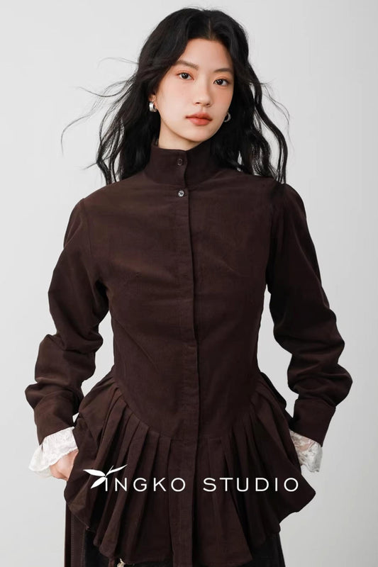 Velvet Mist High Collar Blouse
