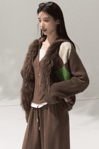 Tears Knit Top & Wide-Leg Pants Set-Up