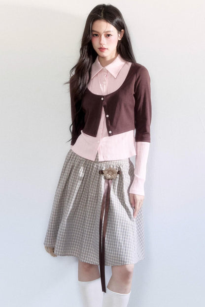 Flower Lace-Up Midi Skirt
