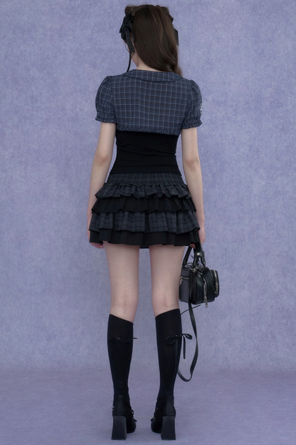 Two-Tone Puff Sleeve Top Set-Up