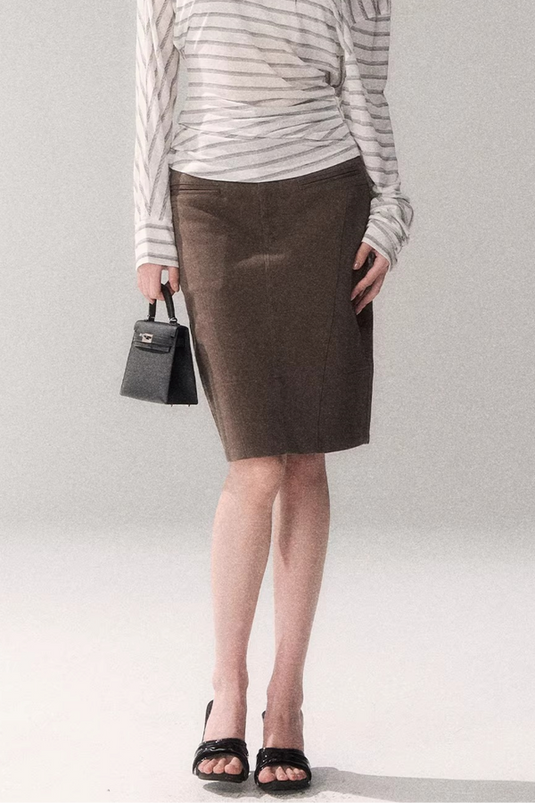 Cotton High-Waisted Midi Skirt