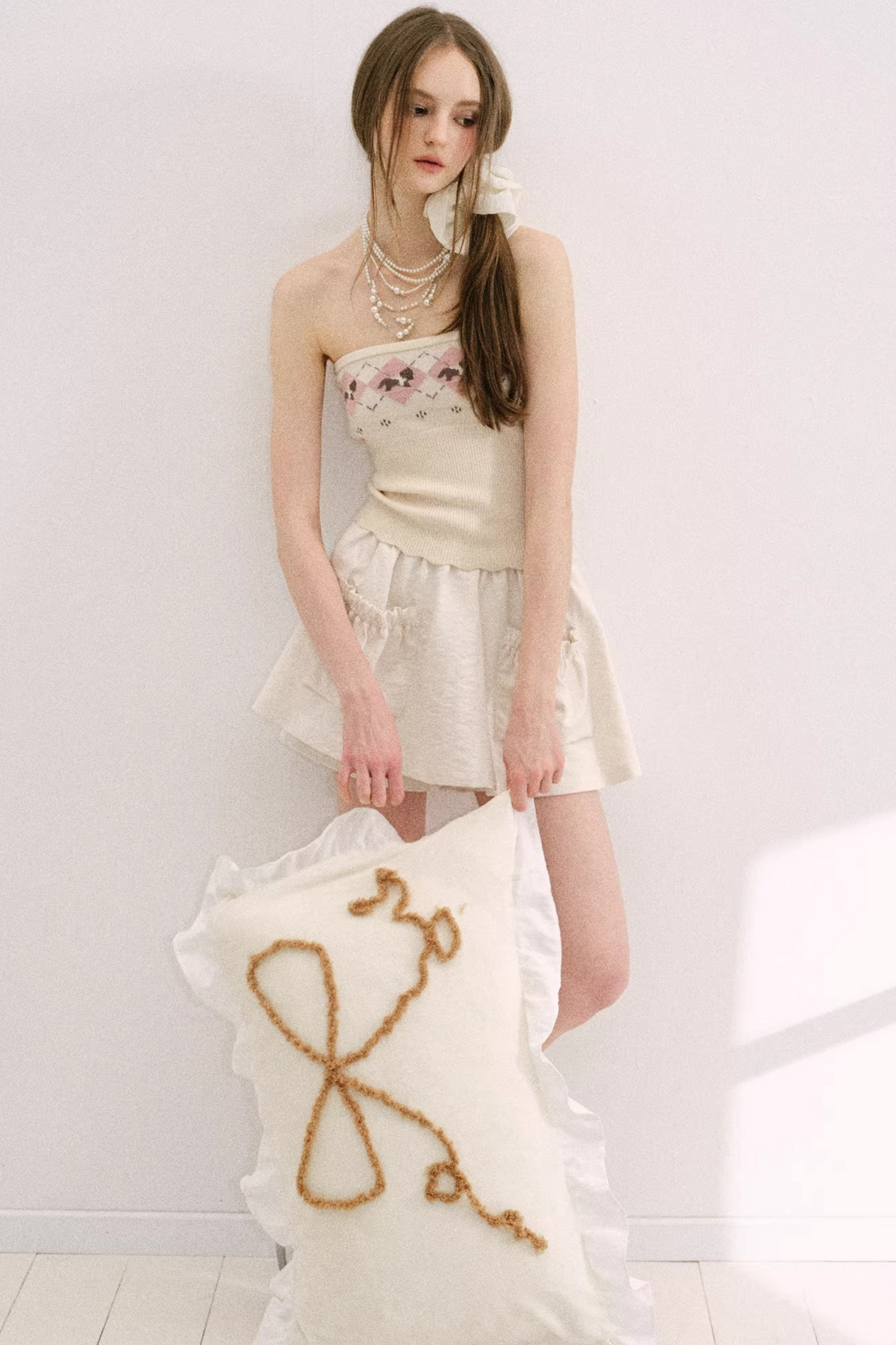 Yellow-Blue Diamond Hooded Cardigan Set-Up