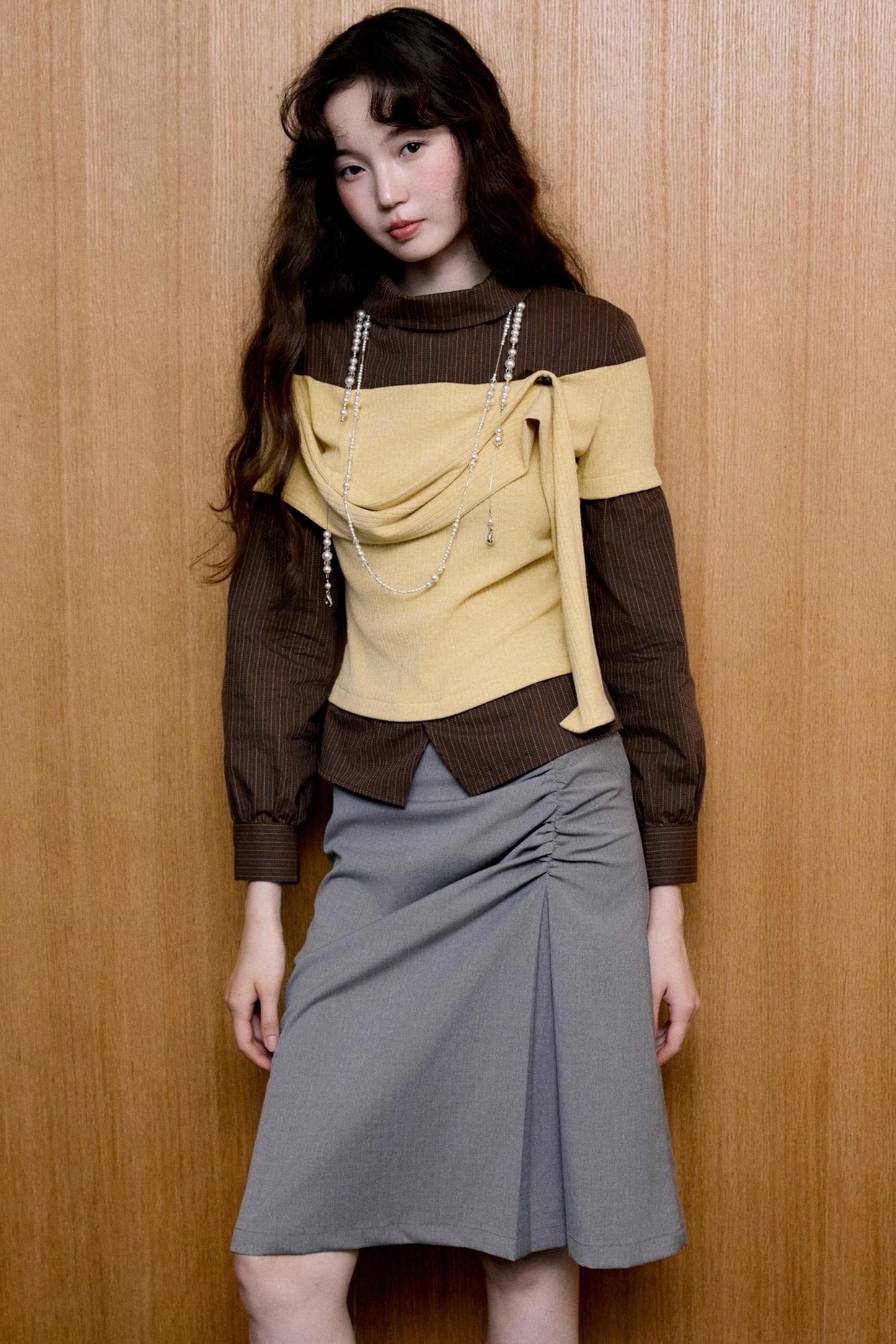 Irregular High Collar Sweater Tops