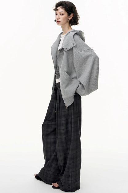 Casual Large Zip Hooded Cardigan