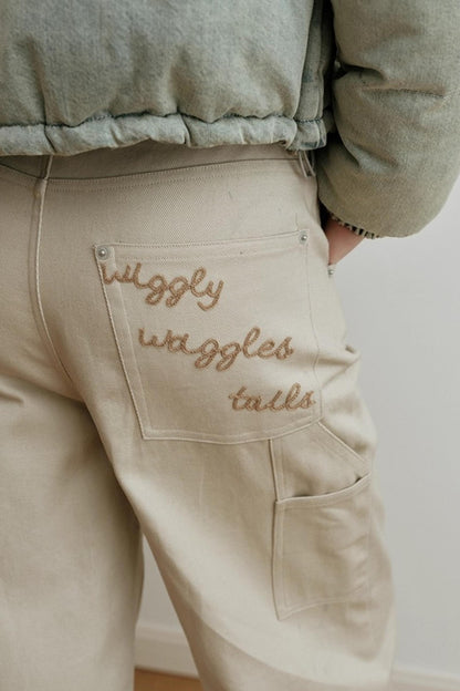 Embroidered Airy Drapey Pants