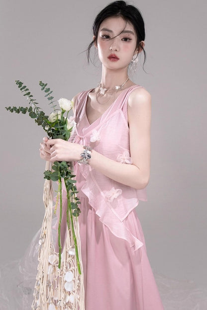 Floral Embroidered Cardigan Dress Set