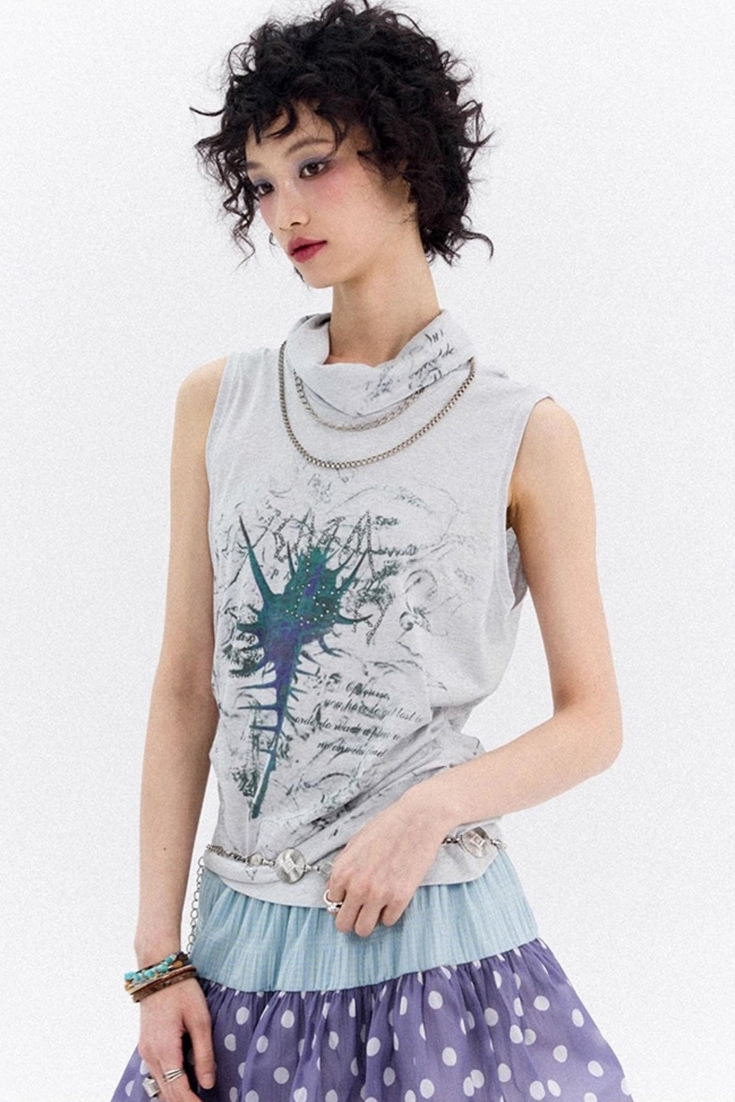 Asymmetrical Pleated Tank Top