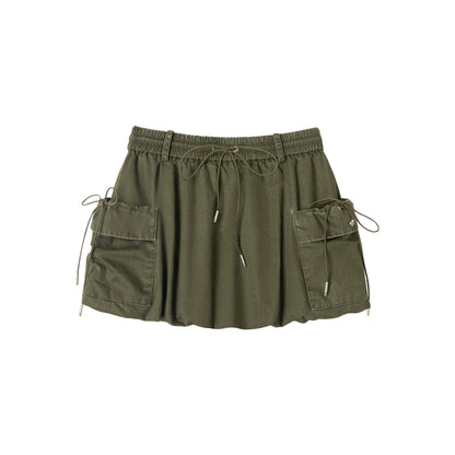 Army Green Vintage A-Line Skirt