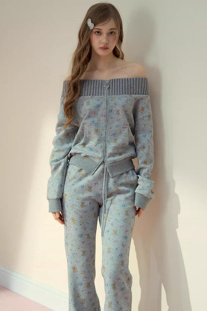 One-Shoulder Sweatshirt Set-Up